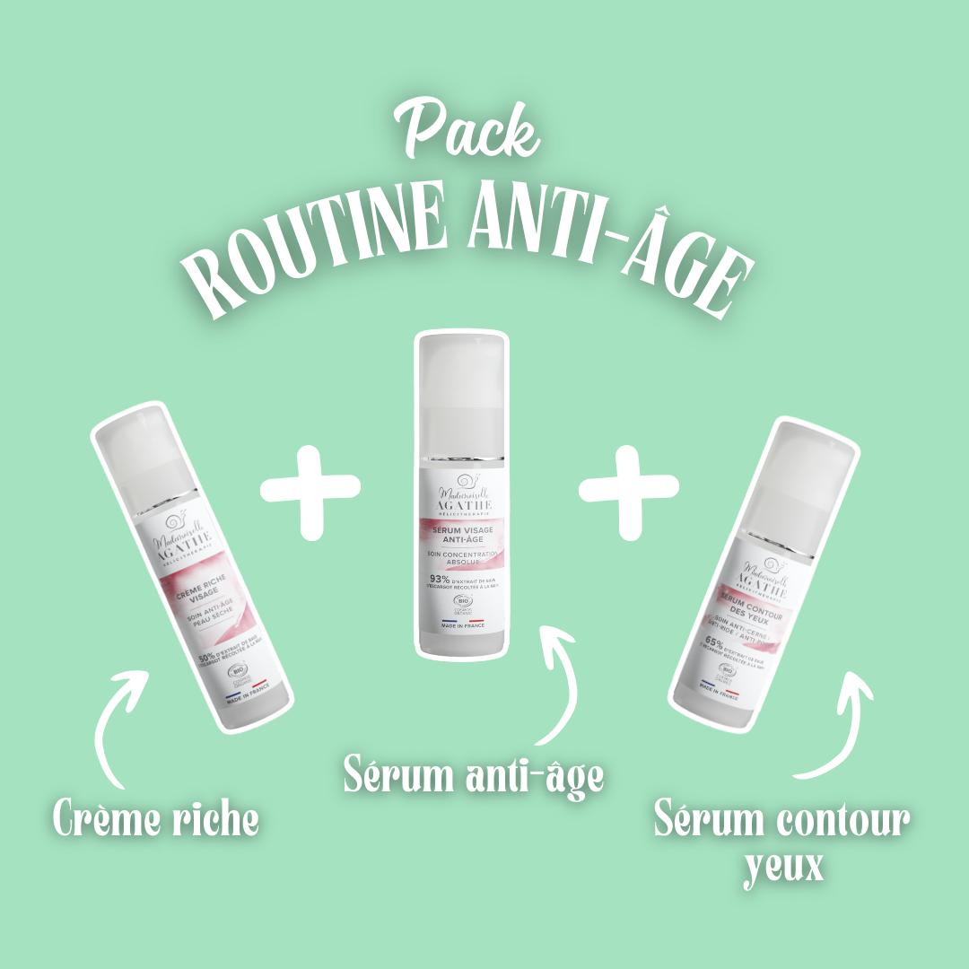 Pack routine anti-âge: Crème riche + Sérum anti-âge + Sérum contour yeux