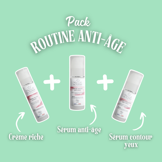 Pack routine anti-âge: Crème riche + Sérum anti-âge + Sérum contour yeux